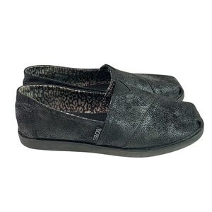 BOBS by Sketchers Black Textured Slip-On Shoes Sz 8